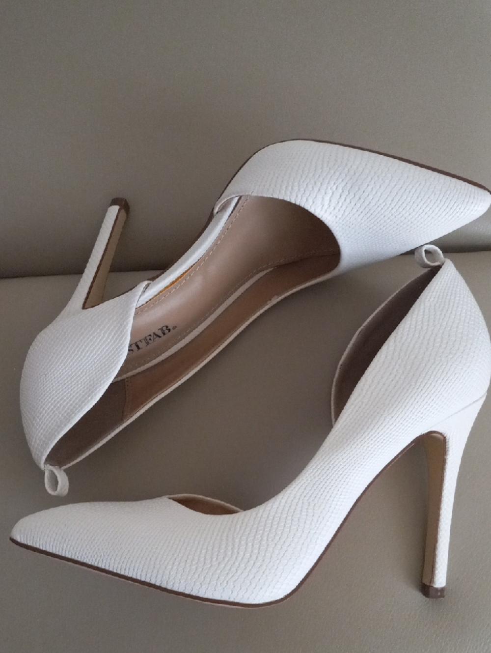 JUSTFAB White Textured Pointed-Toe Stiletto Pumps Size 9